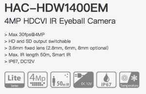 Dahua HAC-HDW1400EM-A-0280B - HDCVI 4MP 2.8мм Микрофон