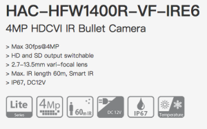 Dahua HAC-HFW1400R-VF-IRE6 - HDCVI 4MP Варифокална Камера